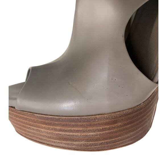 GUCCI Clemence Wooden Platform Wedges Peep Toe SZ EU 38.5 - Picture 8 of 12